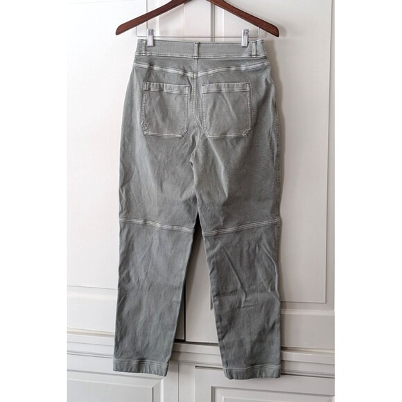 SPANX Stretch Twill Straight Leg Pants in Medium Pale Olive Green Pockets Seams - Picture 7 of 8